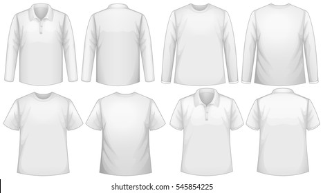 T-shirt template with long and short sleeves illustration