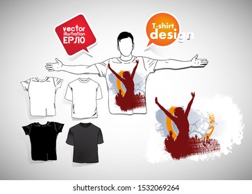 T-shirt template with music subject, easy editable vector