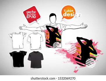 T-shirt template with music subject, easy editable vector