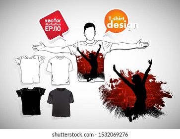 T-shirt template with music subject, easy editable vector