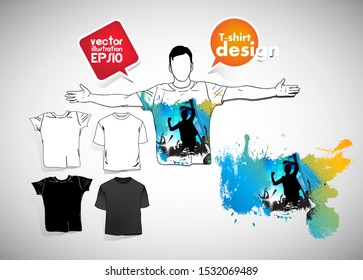 T-shirt template with music subject, easy editable vector