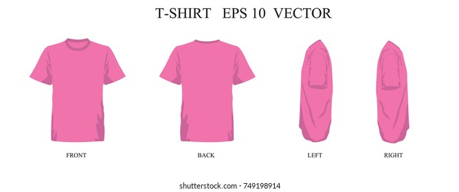 T-shirt template Orange set, front, back, left, right view. Vector eps 10 illustration.