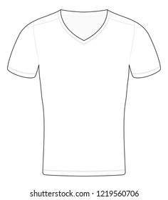 T-Shirt template. Outline illustration of a schematic sample to be colored, labelled or imaged. Isolated vector illustration on white background.
