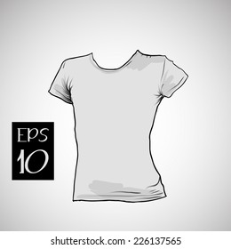 T-shirt template. Realistic vector sketch style illustration