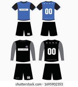 T-shirt template set, front, side, back view mockup. Vector eps 10 illustration.