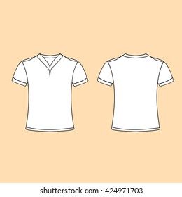 T-shirt template set, front side view. Place for logo Vector illustration.