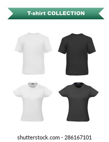 T-shirt template set for men and women, realistic gradient mesh vetor eps10 illustration.