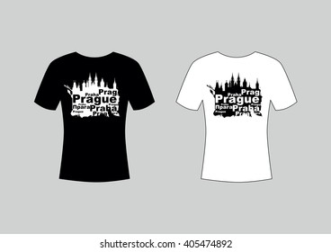 T-shirt template set. Prague skyline - Shutterstock ID 405474892