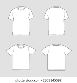 T-shirt template set, vector illustration