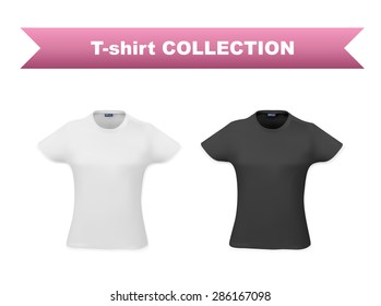 T-shirt template set for women, realistic gradient mesh vetor eps10 illustration.