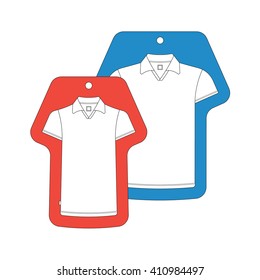 T-shirt template tag. Vector t-shirts tags isolated on white. Cloth  tag, cloth label.