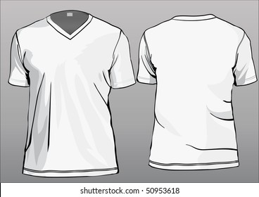 TShirt template with v-neck and half sleeves