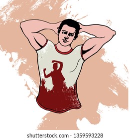 T-shirt template for young fitness man, vector