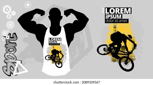 T-shirt template for young fitness man, vector