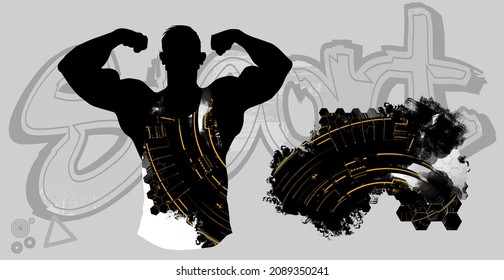 T-shirt template for young fitness man, vector