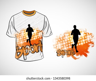 T-shirt template for young fitness runner, vector