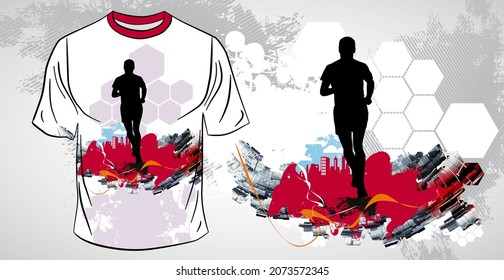 T-shirt template for young fitness runner, vector