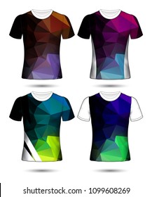 t-shirt templates abstract geometric collection of different colors polygonal mosaic 