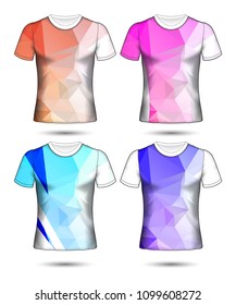 t-shirt templates abstract geometric collection of different colors polygonal mosaic 