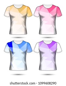 t-shirt templates abstract geometric collection of different colors polygonal mosaic 