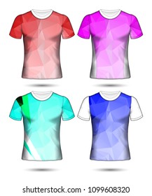 t-shirt templates abstract geometric collection of different colors polygonal mosaic 
