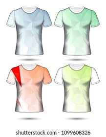 t-shirt templates abstract geometric collection of different colors polygonal mosaic 