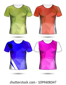 t-shirt templates abstract geometric collection of different colors polygonal mosaic 