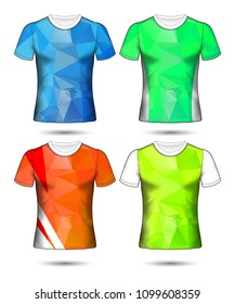 t-shirt templates abstract geometric collection of different colors polygonal mosaic 