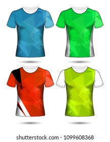 t-shirt templates abstract geometric collection of different colors polygonal mosaic 