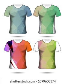 t-shirt templates abstract geometric collection of different colors polygonal mosaic 