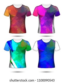t-shirt templates abstract geometric collection of different colors polygonal mosaic 