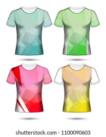 t-shirt templates abstract geometric collection of different colors polygonal mosaic 