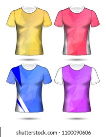 t-shirt templates abstract geometric collection of different colors polygonal mosaic 