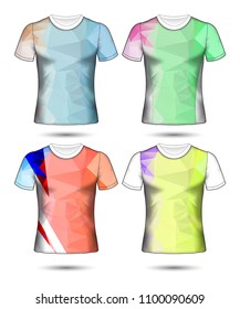 t-shirt templates abstract geometric collection of different colors polygonal mosaic 
