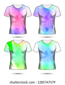  t-shirt templates abstract geometric collection of different colors polygonal mosaic 