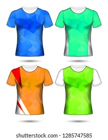 t-shirt templates abstract geometric collection of different colors polygonal mosaic 