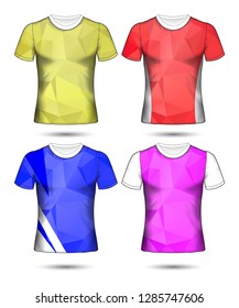  t-shirt templates abstract geometric collection of different colors polygonal mosaic 