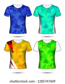  t-shirt templates abstract geometric collection of different colors polygonal mosaic 