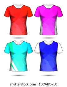  t-shirt templates abstract geometric collection of different colors polygonal mosaic 