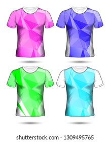  t-shirt templates abstract geometric collection of different colors polygonal mosaic 