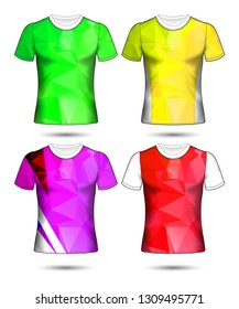  t-shirt templates abstract geometric collection of different colors polygonal mosaic 
