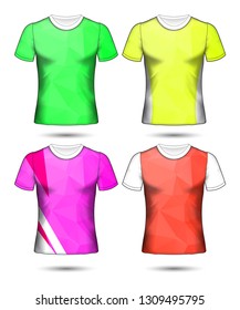  t-shirt templates abstract geometric collection of different colors polygonal mosaic 