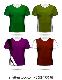  t-shirt templates abstract geometric collection of different colors polygonal mosaic 