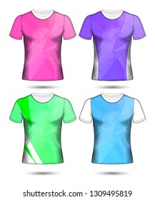 t-shirt templates abstract geometric collection of different colors polygonal mosaic 