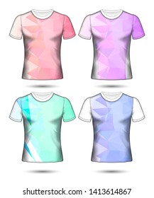  t-shirt templates abstract geometric collection of different colors polygonal mosaic 