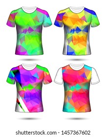  t-shirt templates abstract geometric collection of different colors polygonal mosaic 