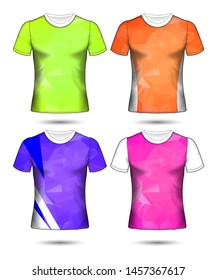 t-shirt templates abstract geometric collection of different colors polygonal mosaic 