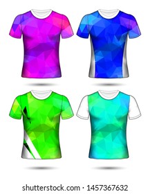  t-shirt templates abstract geometric collection of different colors polygonal mosaic 