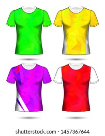  t-shirt templates abstract geometric collection of different colors polygonal mosaic 