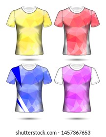 t-shirt templates abstract geometric collection of different colors polygonal mosaic 